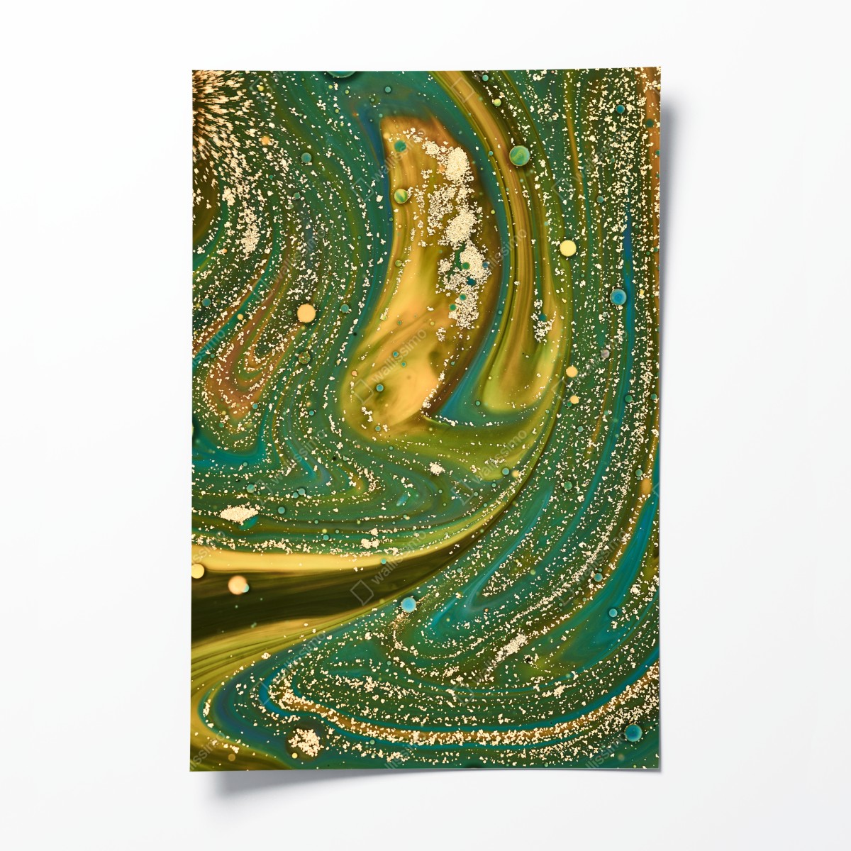 Poster grün-goldene flüssige marmorierte kunst – Wallnifity®