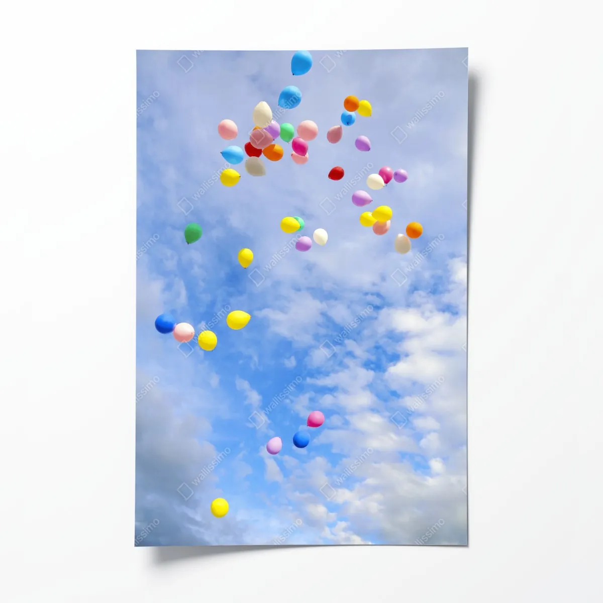 Poster bunte luftballons steigen in den himmel – Wallnifity®