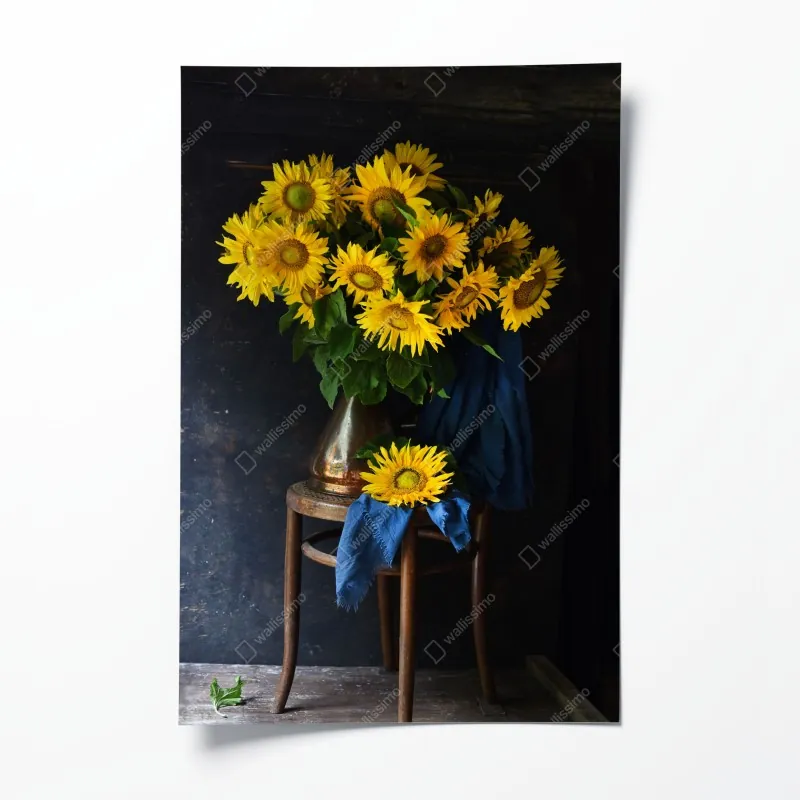 Poster sonnige gelbe 3d-abstrakte kurve – Wallnifity®