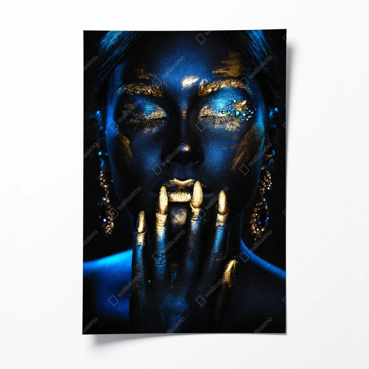 Poster mystisches porträt in blau und gold – Wallnifity®