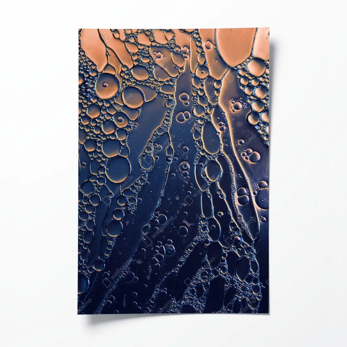 Poster blaue und goldene abstrakte blasen – Wallnifity®