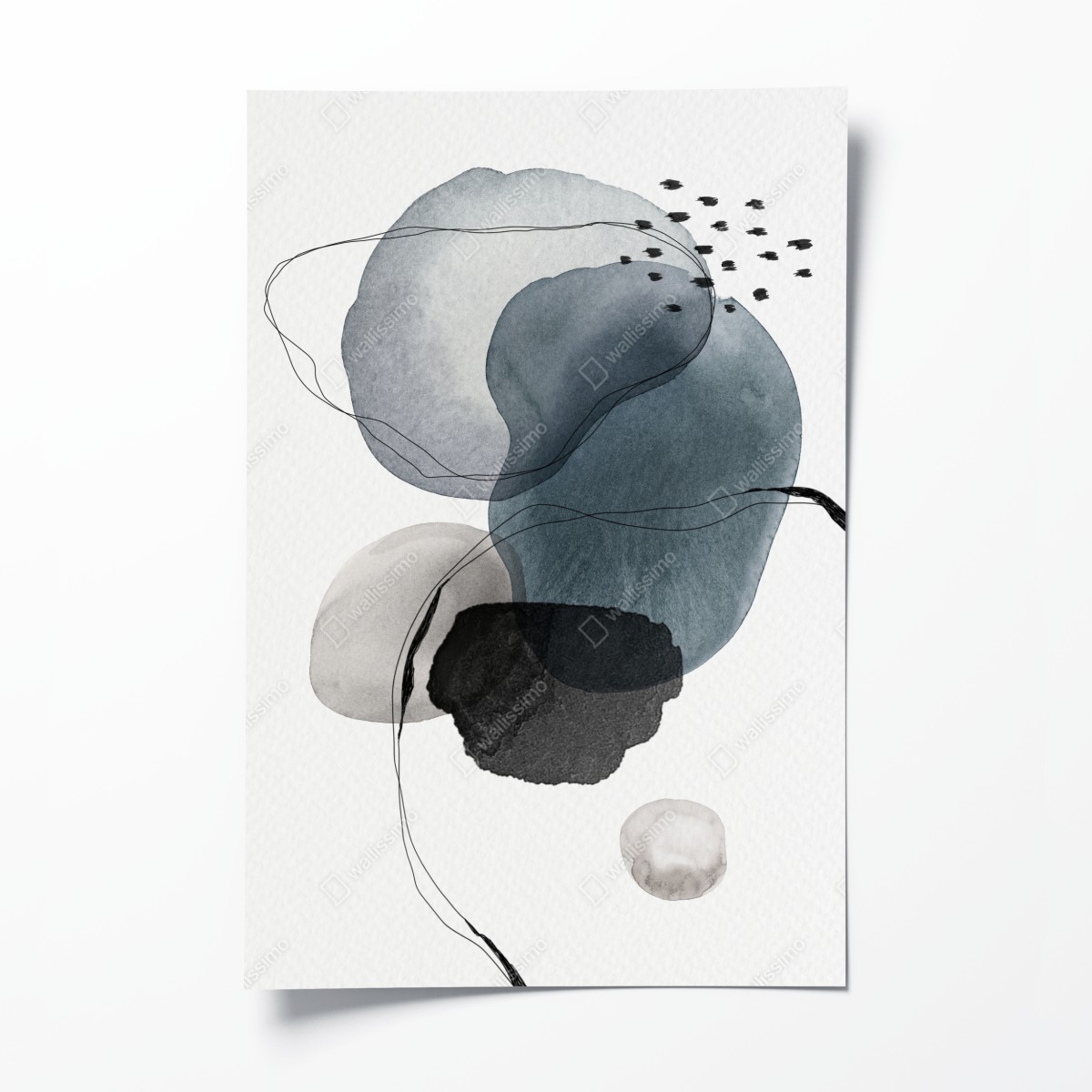 Poster ruhige blaue aquarellkugeln – Wallnifity®