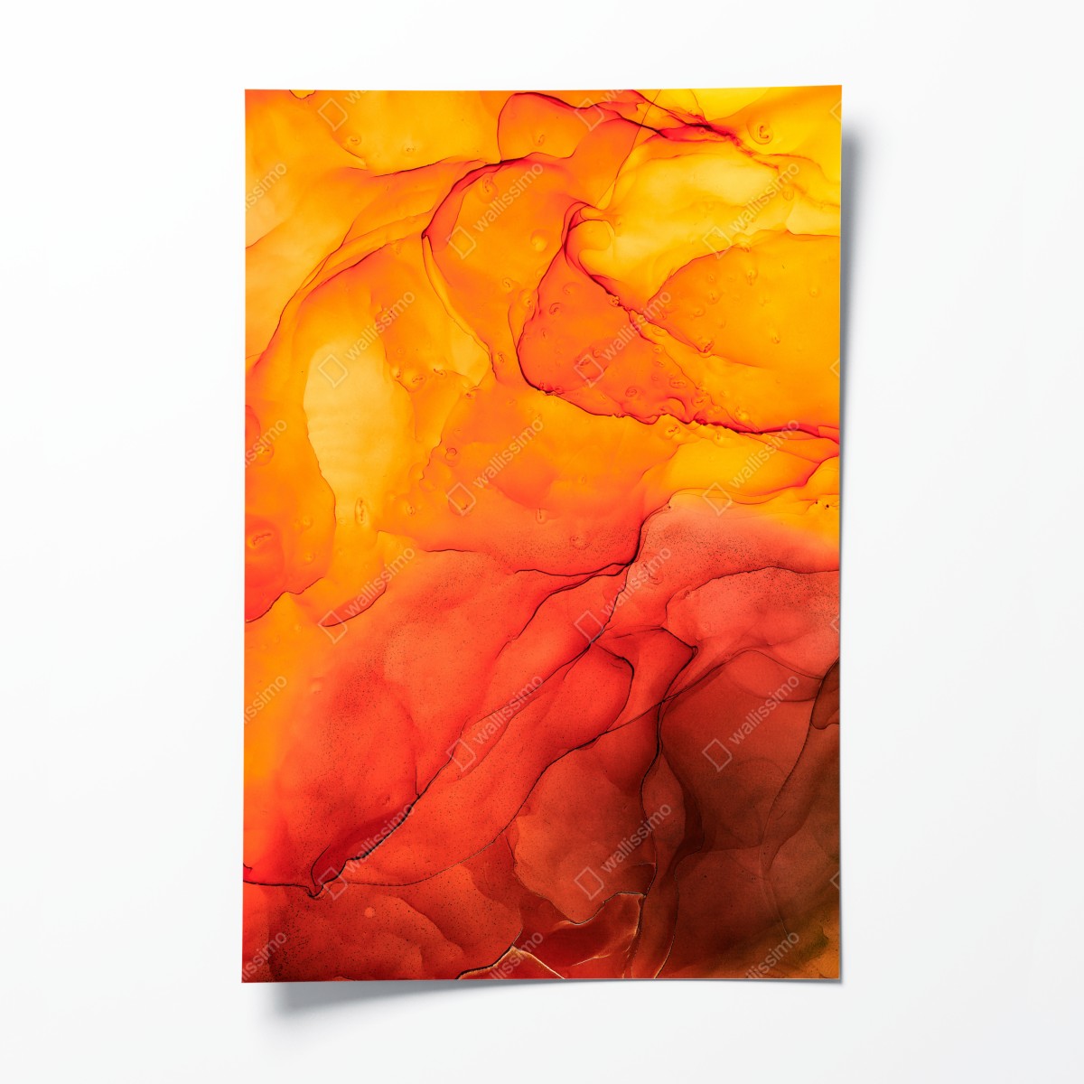 Poster lebendige orange abstrakte alkoholkunst – Wallnifity®