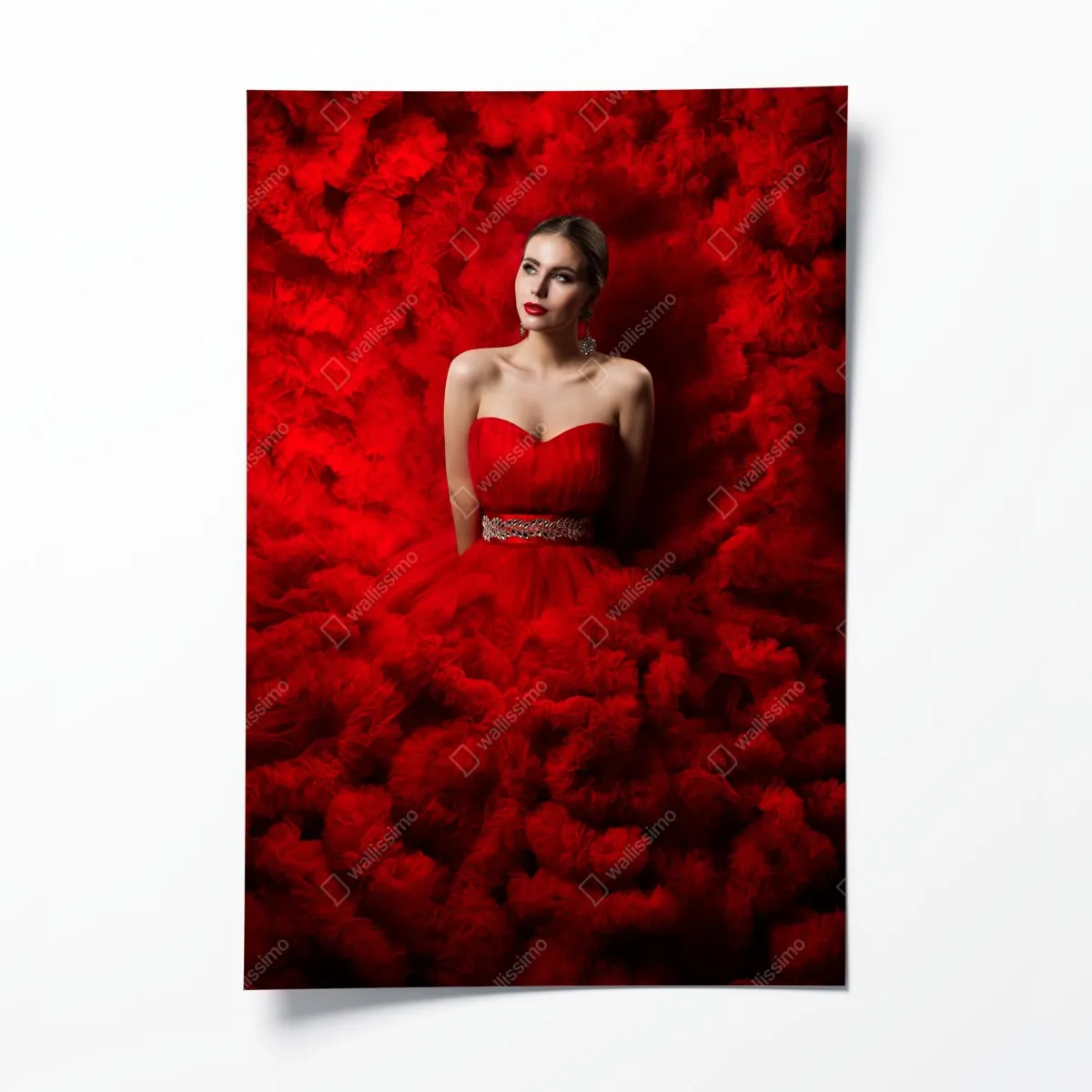 Poster elegantes porträt im roten kleid – Wallnifity®