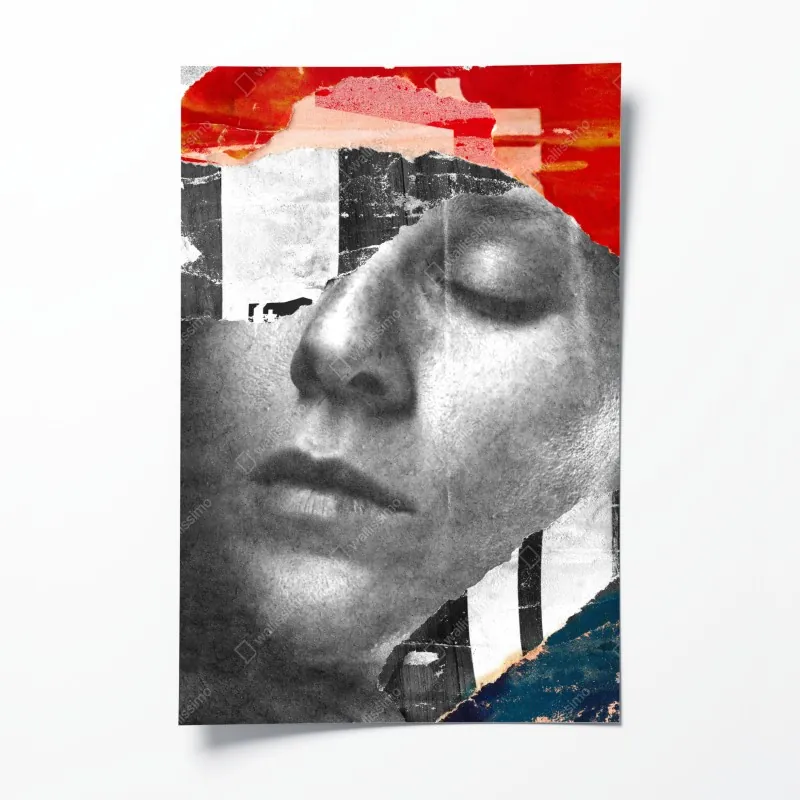 Poster moosiger wald mit bach im nebel – Wallnifity®