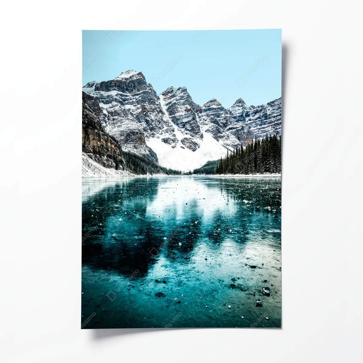 Poster eisiger türkissee mit bergreflexion – Wallnifity®