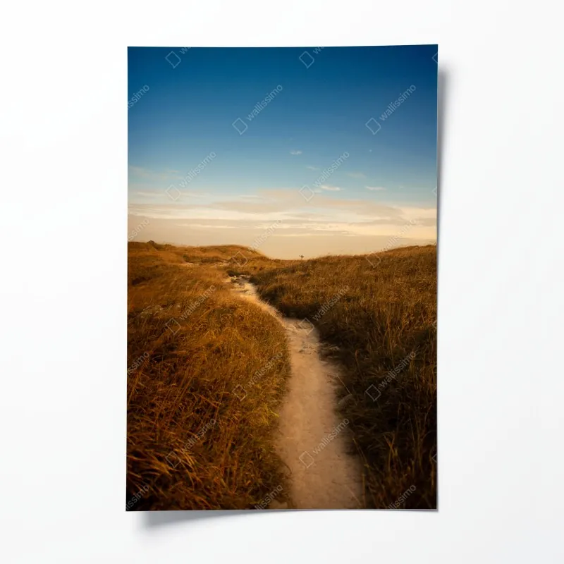 Poster sonnige gasse mit meerblick und balkonen – Wallnifity®