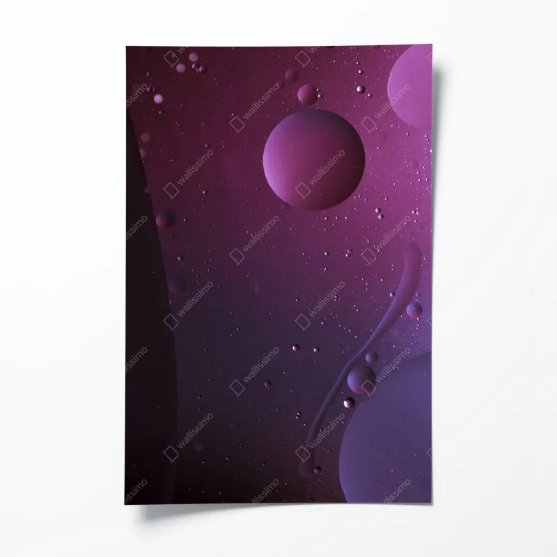 Poster leuchtende lila-blaue abstrakte 3d-formen – Wallnifity®