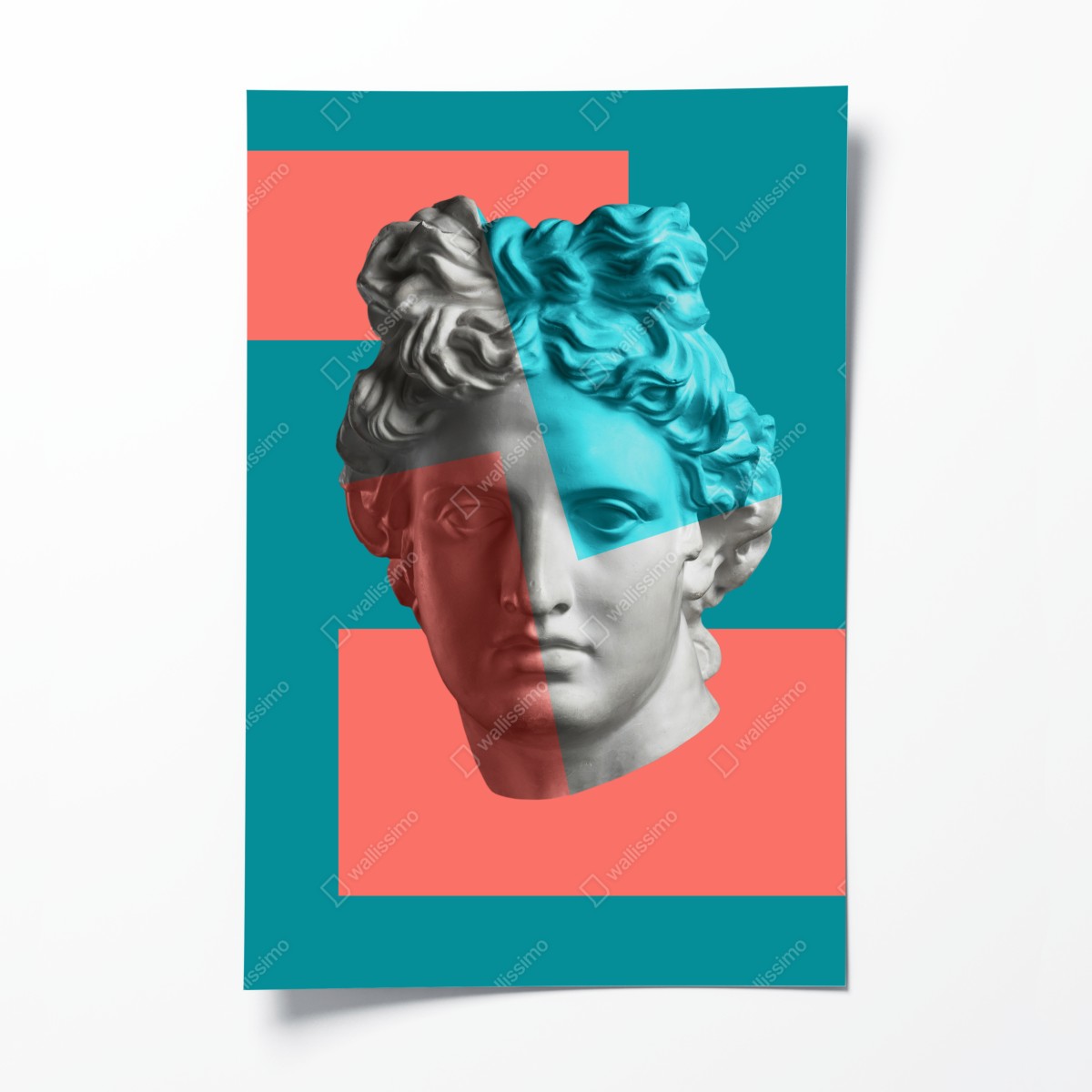 Poster duotone klassische büste im collage-stil – Wallnifity®