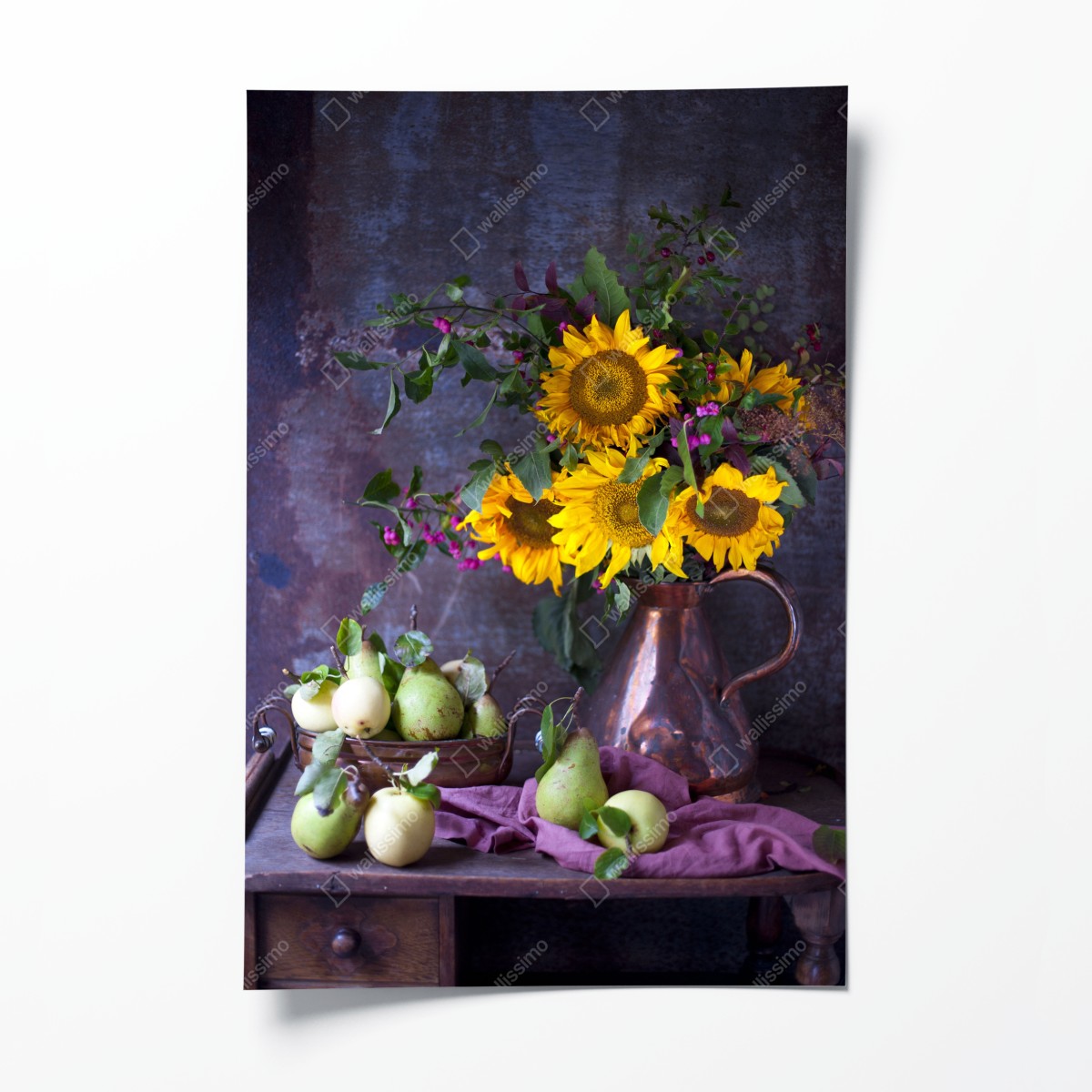 Poster sonnenblumen und birnen stilleben – Wallnifity®