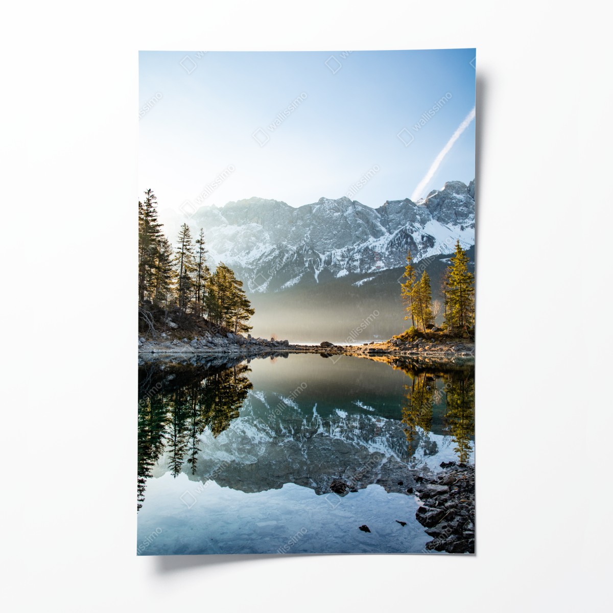 Poster bergsee spiegelung bei sonnenaufgang – Wallnifity®