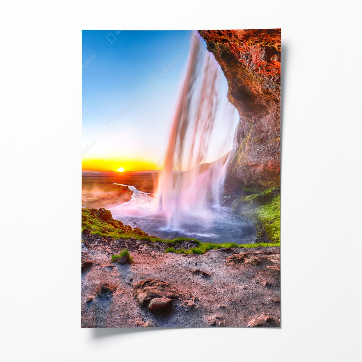 Poster Seljalandsfoss wasserfall bei sonnenuntergang – Wallnifity®