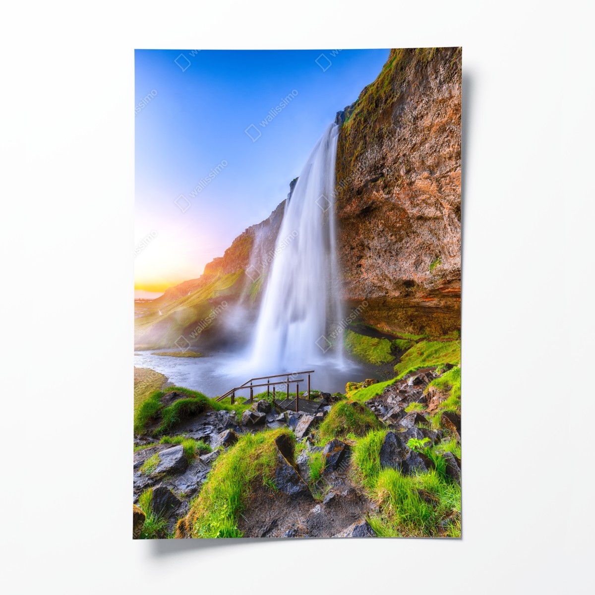 Poster Seljalandsfoss wasserfall im sonnenuntergang – Wallnifity®