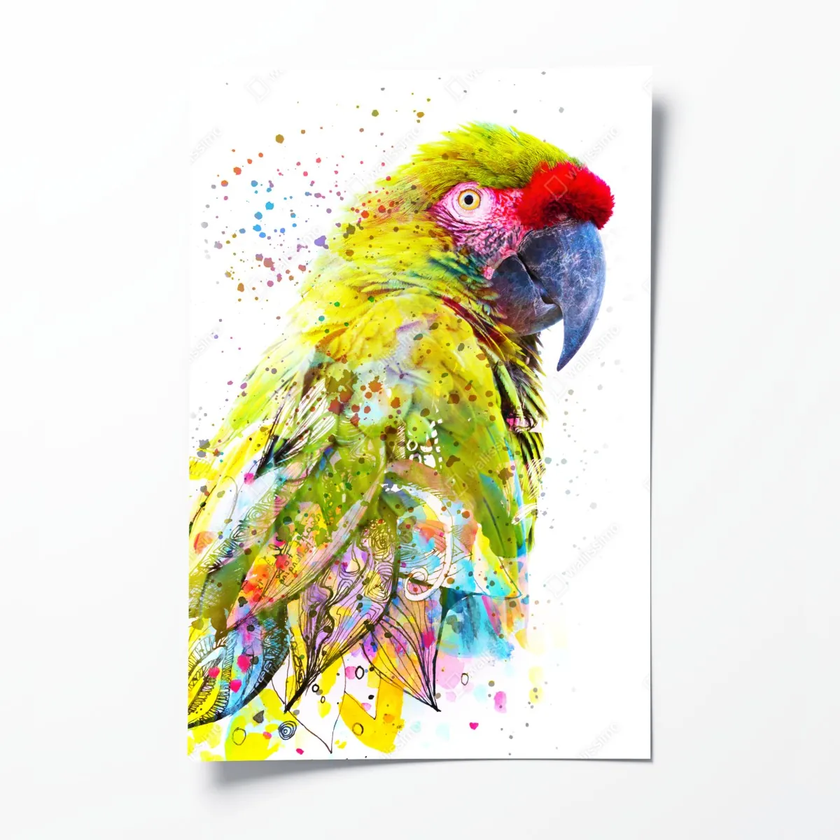 Poster lebhaftes aquarell-porträt eines papageis – Wallnifity®