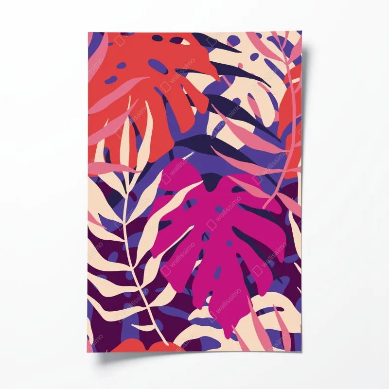 Poster vintage botanisches floralmuster auf tiefgrün – Wallnifity®