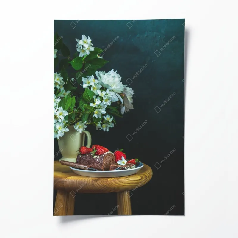 Poster türkis schuppenmuster mit goldakzenten – Wallnifity®