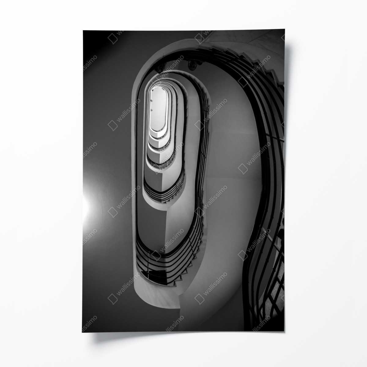 Poster spiraltreppe perspektive in schwarzweiß – Wallnifity®