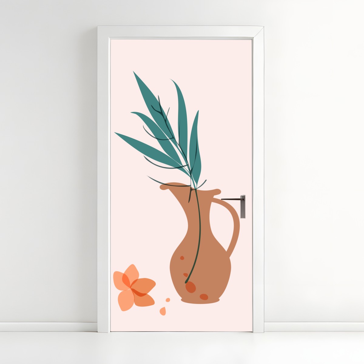Türaufkleber pastell botanische vase mit blättern – Wallnifity®