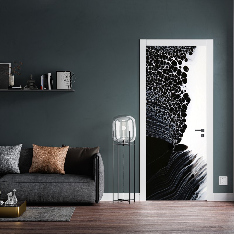Türaufkleber luxuriöser schwarz-goldener marmor abstrakt – Wallnifity®