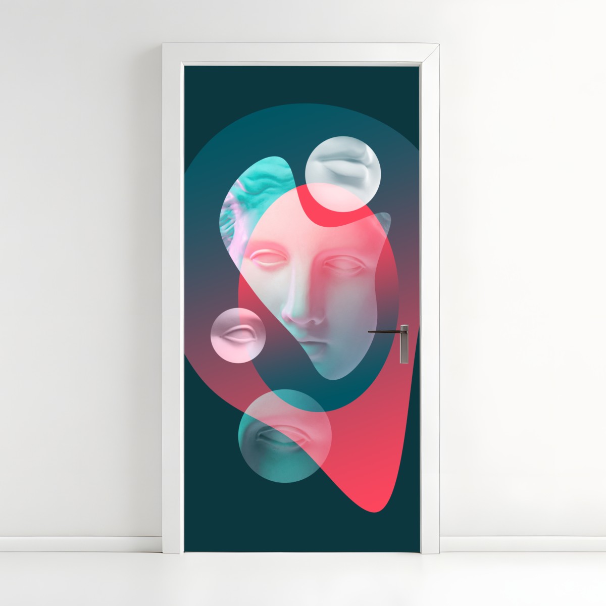 Türaufkleber surreales klassisches gesicht im duoton – Wallnifity®