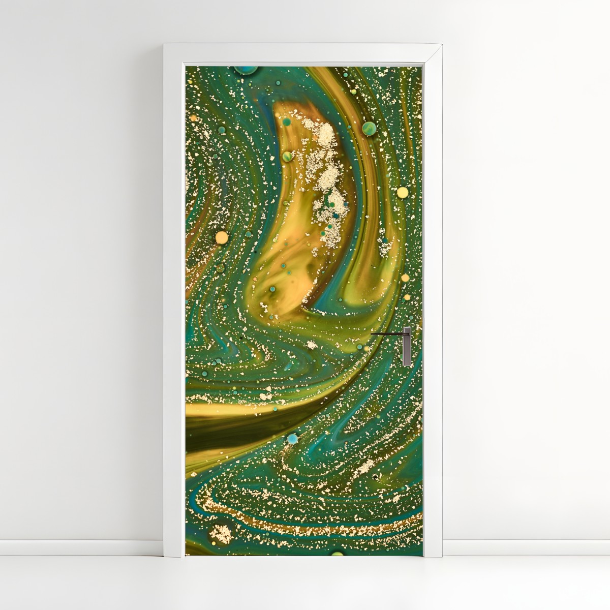Türaufkleber grün-goldene flüssige marmorierte kunst – Wallnifity®