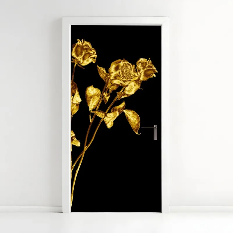 Türaufkleber vintage botanisches floralmuster auf tiefgrün – Wallnifity®