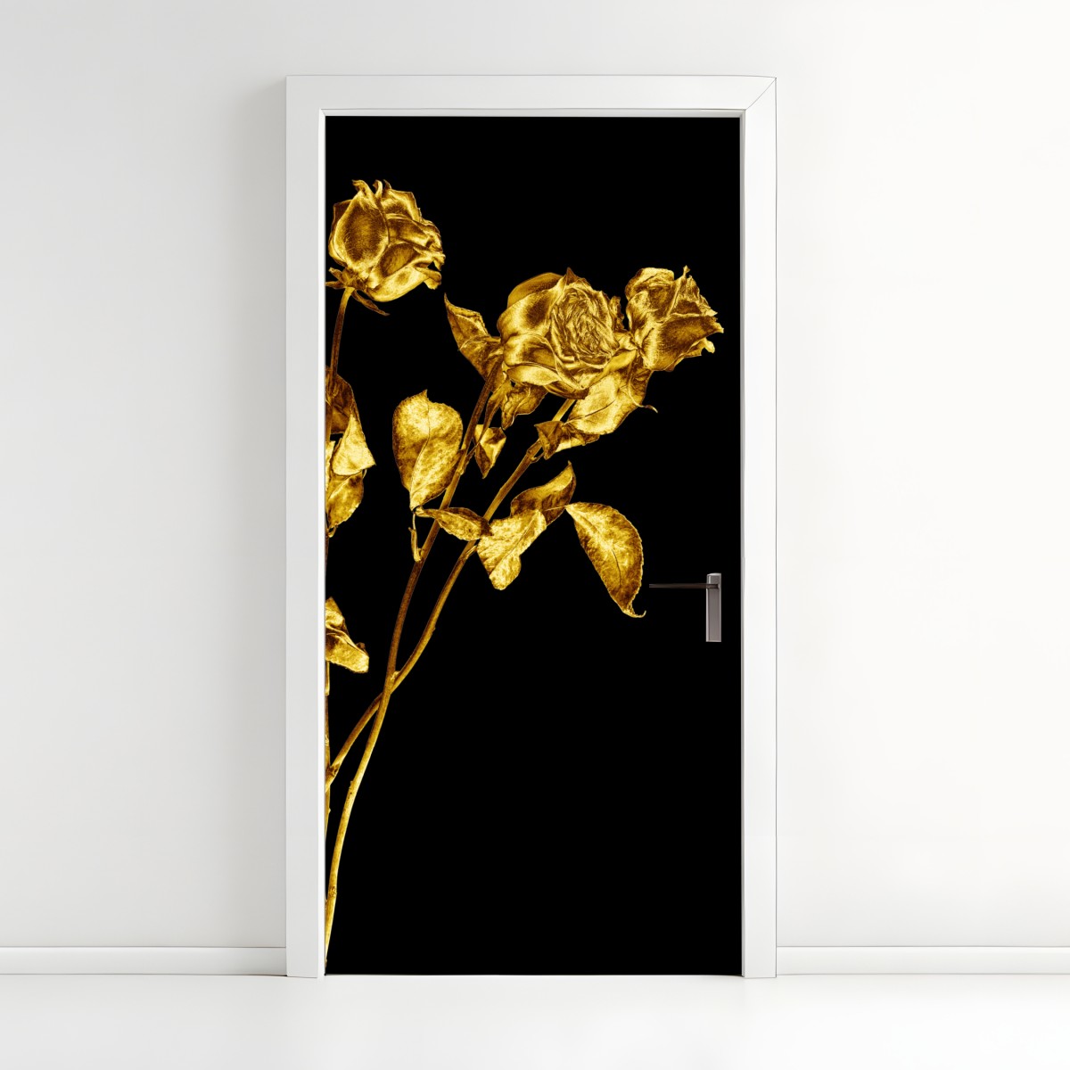 Türaufkleber goldene rosen vor schwarzem hintergrund – Wallnifity®