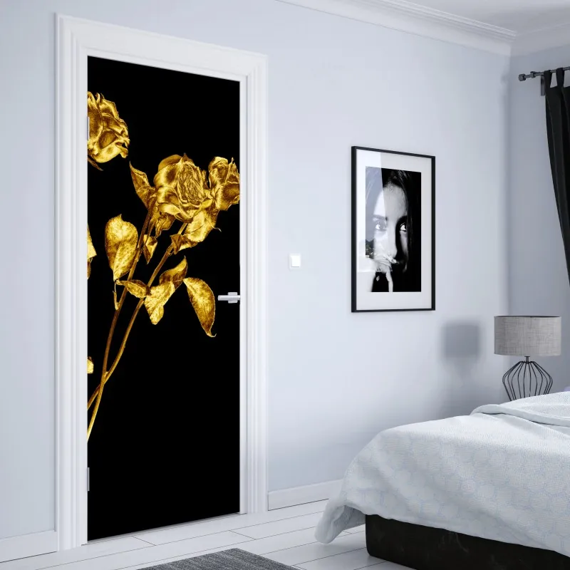 Türaufkleber vintage botanisches floralmuster auf tiefgrün – Wallnifity®