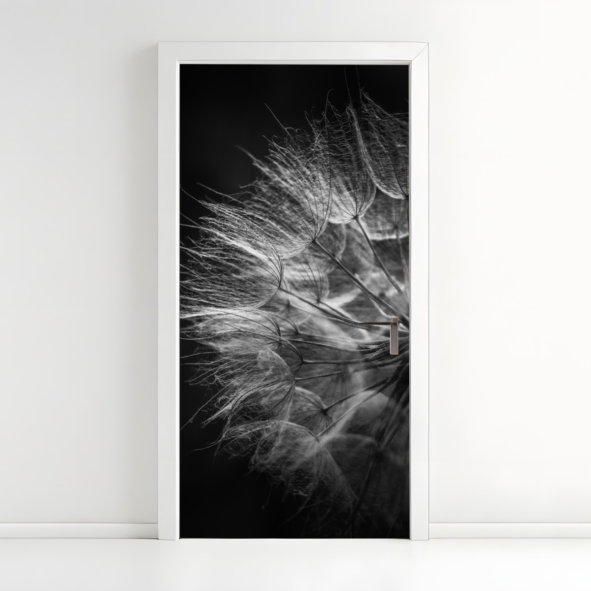Türaufkleber zarter löwenzahn in monochrom – Wallnifity®