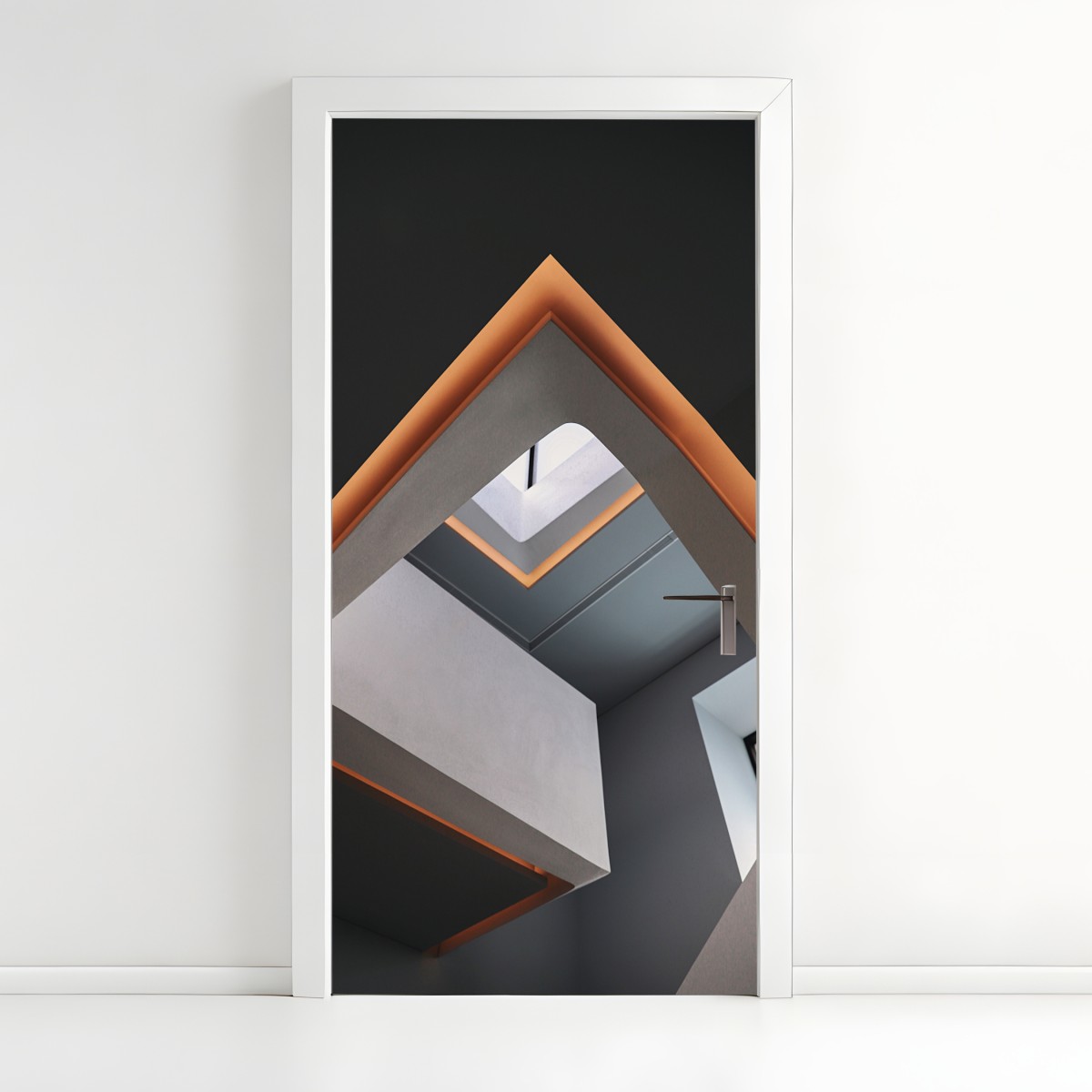 Türaufkleber minimalistisches geometrisches interieur mit oberlicht – Wallnifity®