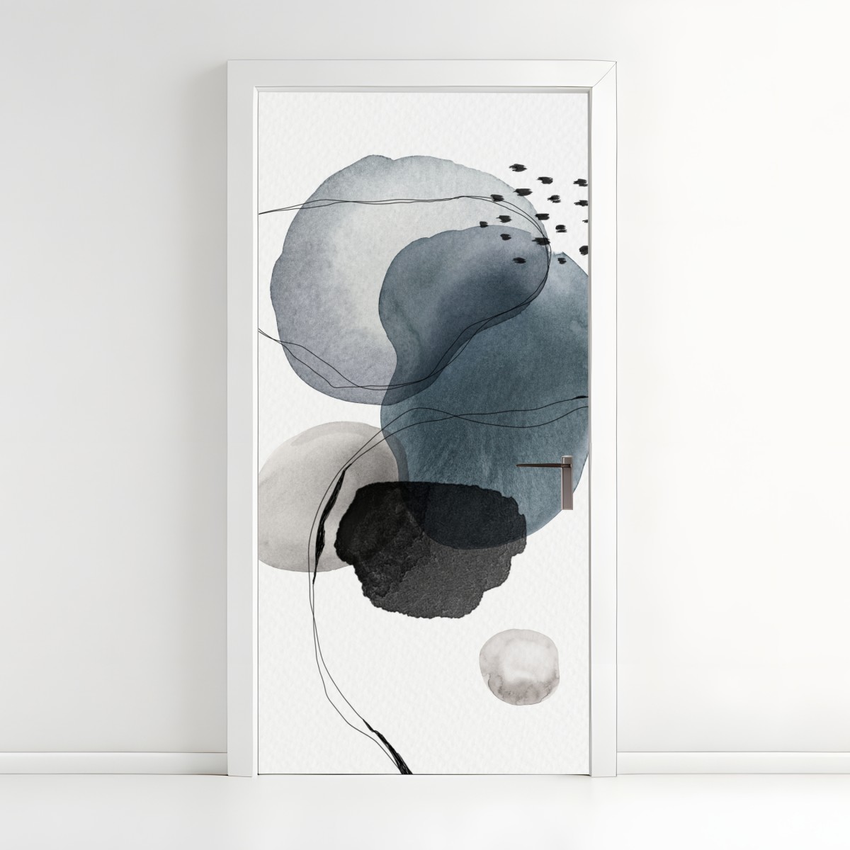 Türaufkleber ruhige blaue aquarellkugeln – Wallnifity®