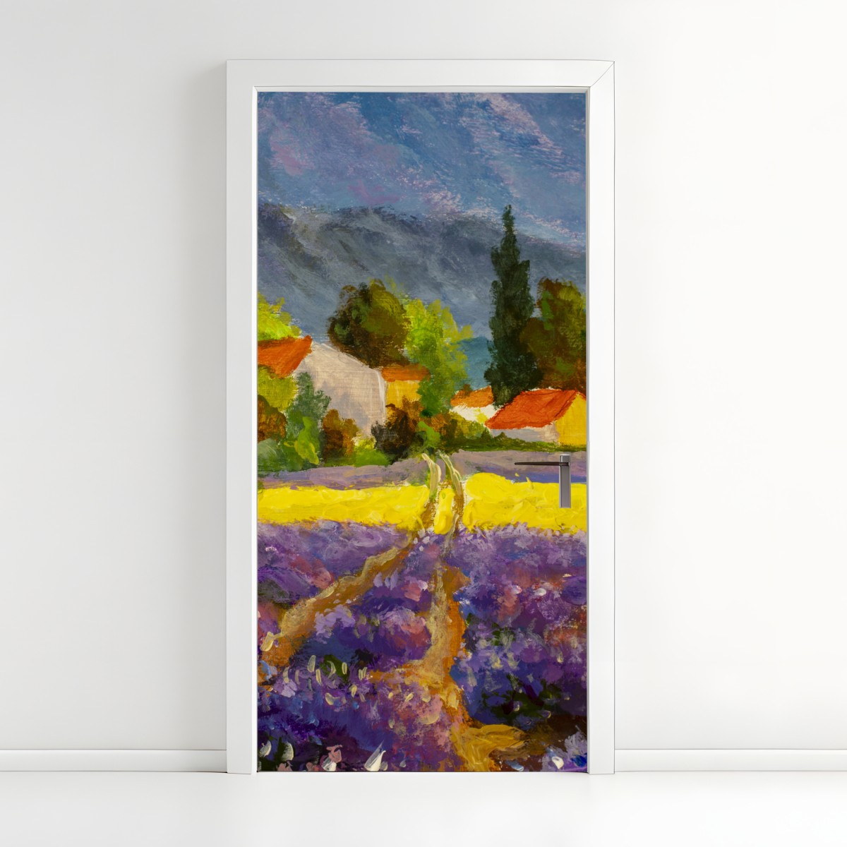 Türaufkleber lavendelfelder bei sonnenuntergang – Wallnifity®