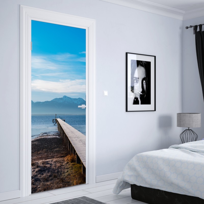 Türaufkleber marineblaue und goldene abstraktion – Wallnifity®
