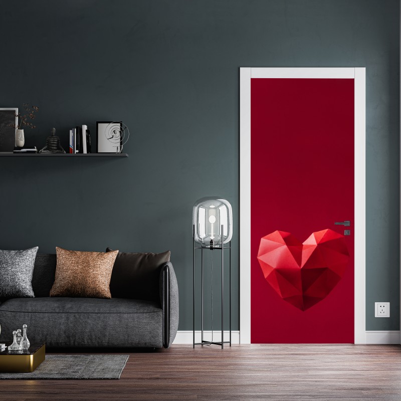 Türaufkleber frisches grünes blatt mit wassertropfen – Wallnifity®