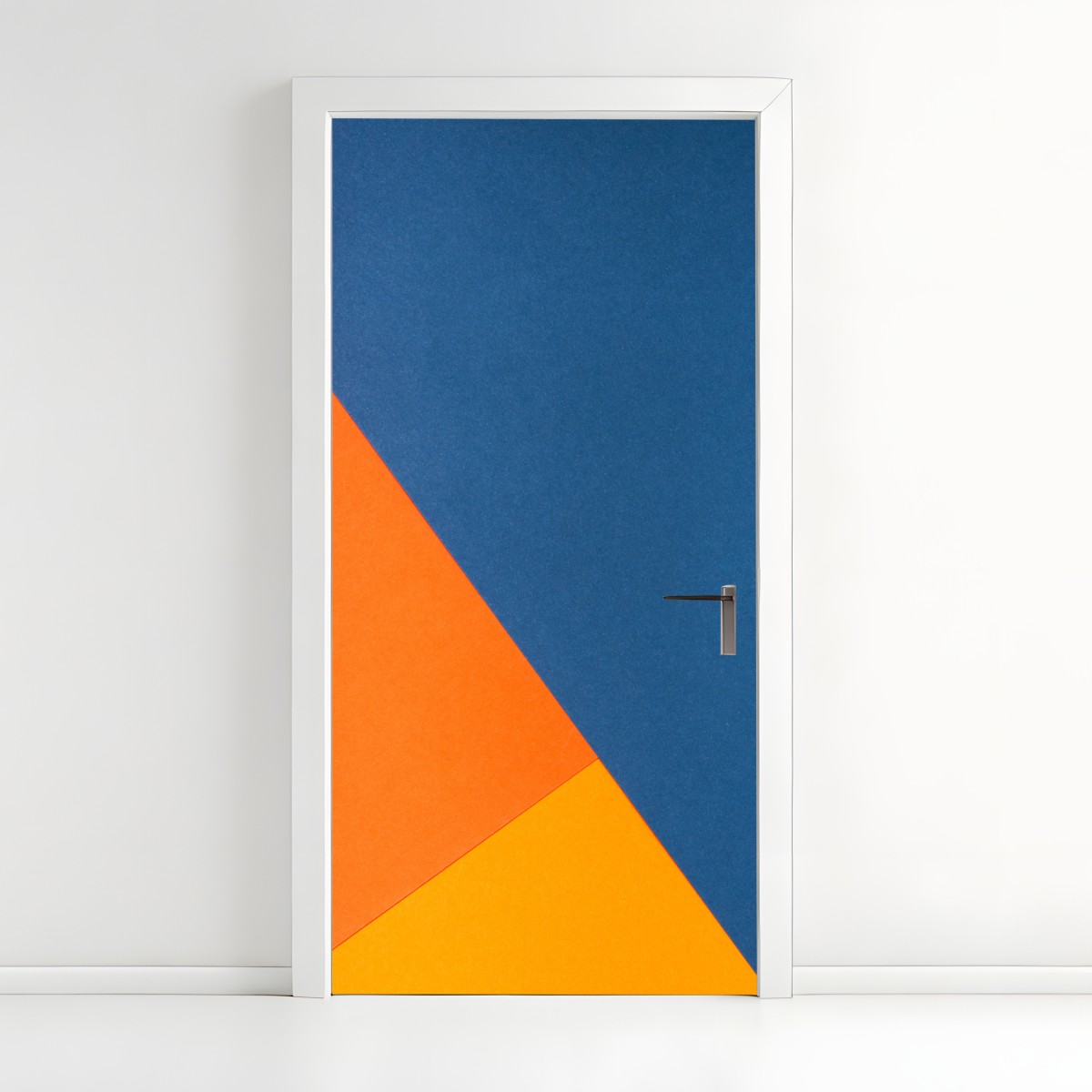 Türaufkleber mutige geometrische komposition in blau und orange – Wallnifity®