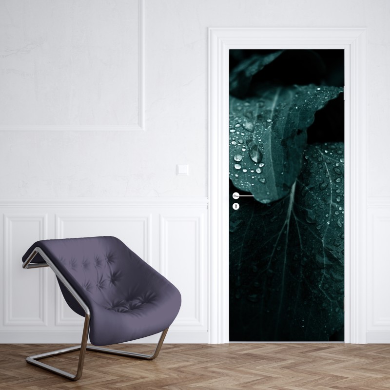 Türaufkleber leuchtende lila-blaue abstrakte 3d-formen – Wallnifity®