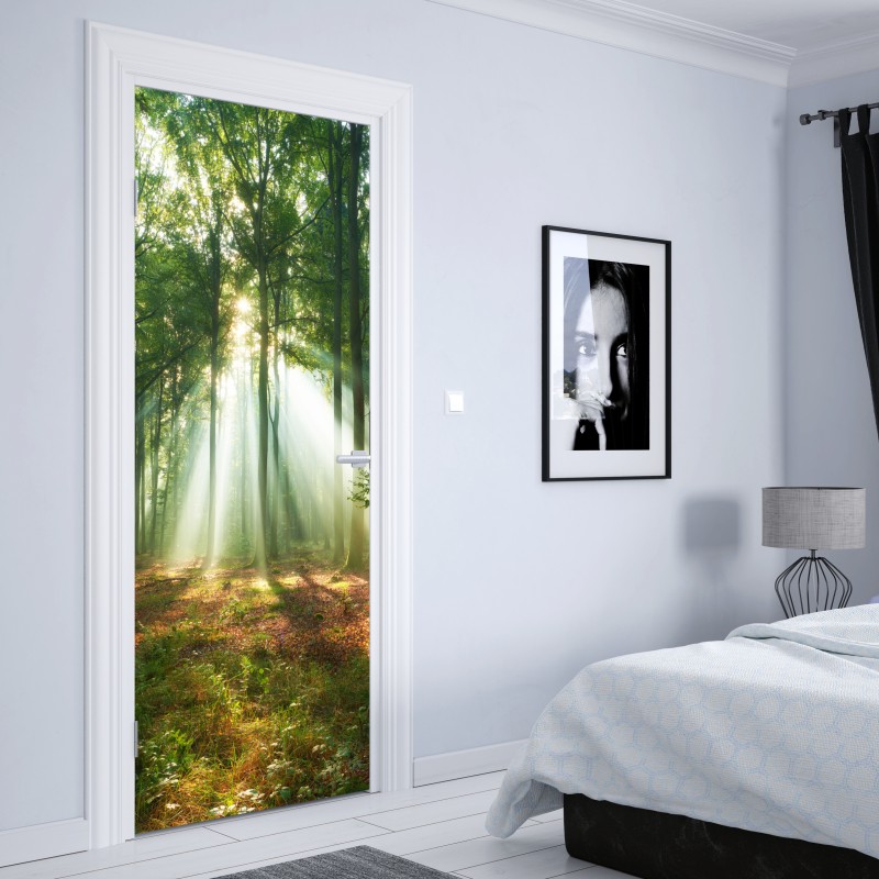 Türaufkleber stadtsilhouette im spiegelbild bei dämmerung – Wallnifity®