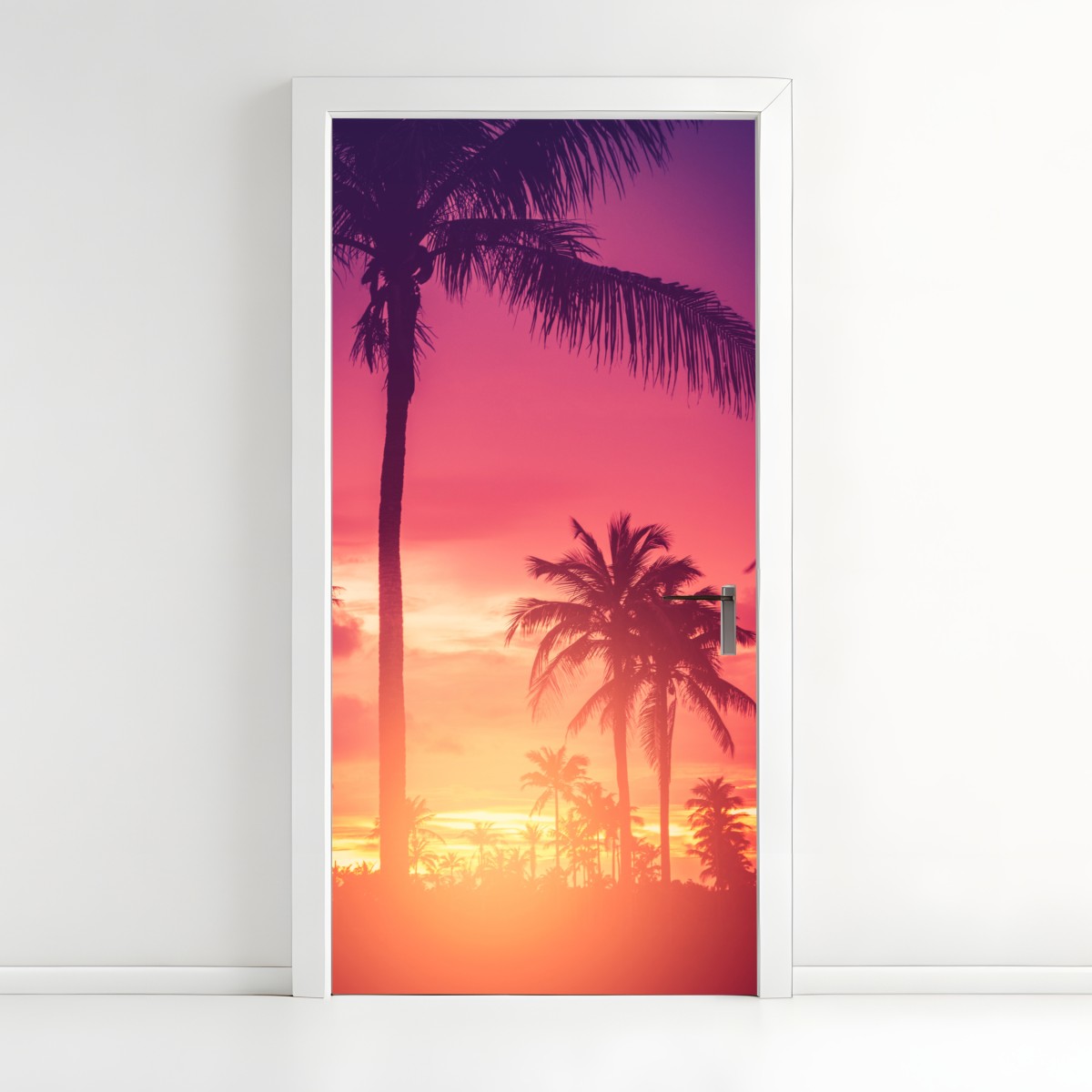 Türaufkleber tropischer sonnenuntergang mit palmen – Wallnifity®