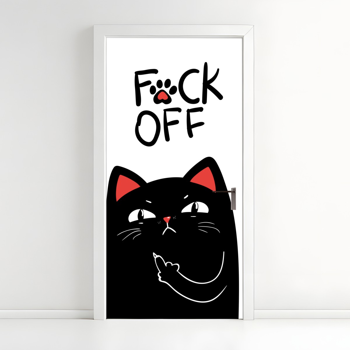 Türaufkleber freche schwarze katze mit attitude – Wallnifity®