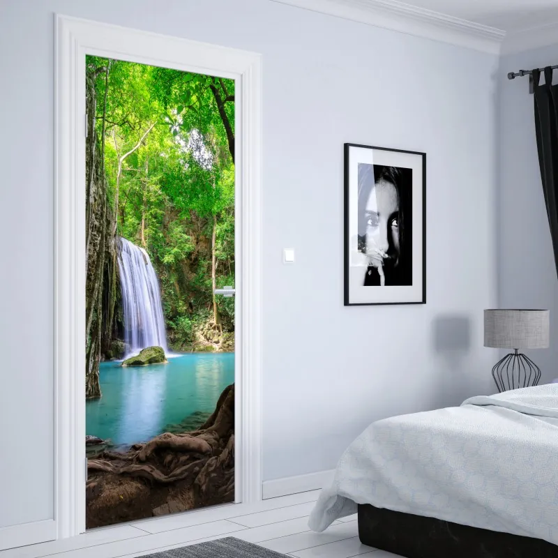 Türaufkleber lebhafte türkis und limetten aquarellspritzer – Wallnifity®