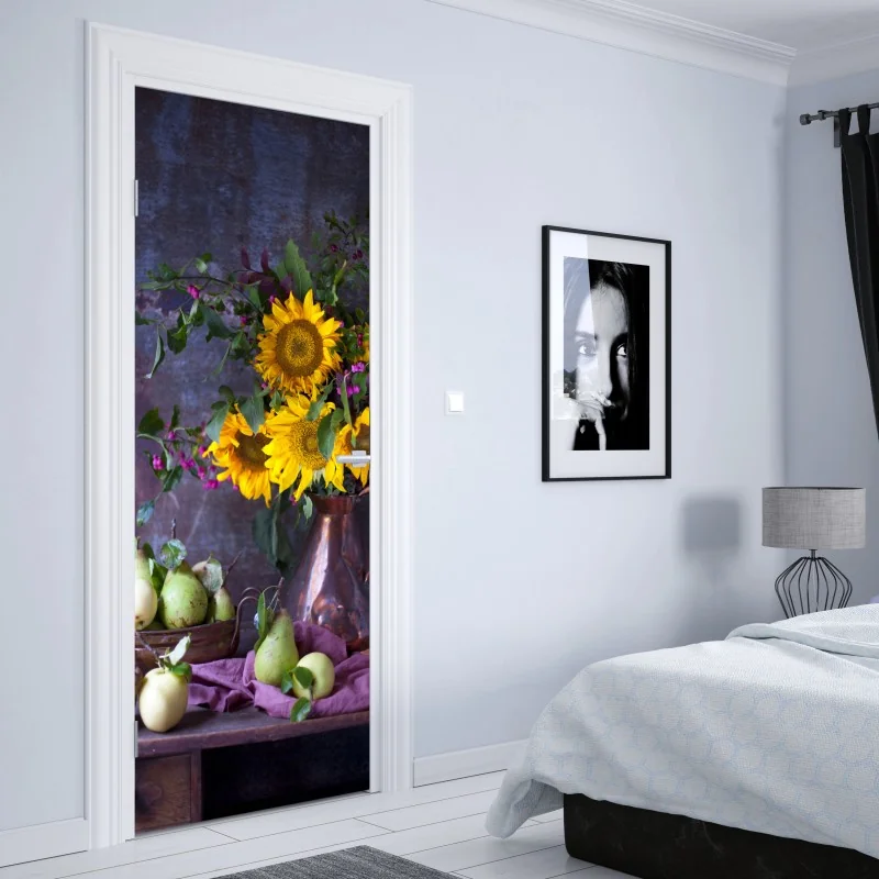 Türaufkleber lebendige türkis-orange marmorierte kunst – Wallnifity®