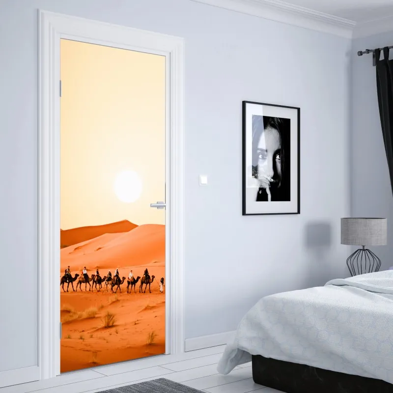 Türaufkleber leuchtende lila-blaue abstrakte 3d-formen – Wallnifity®