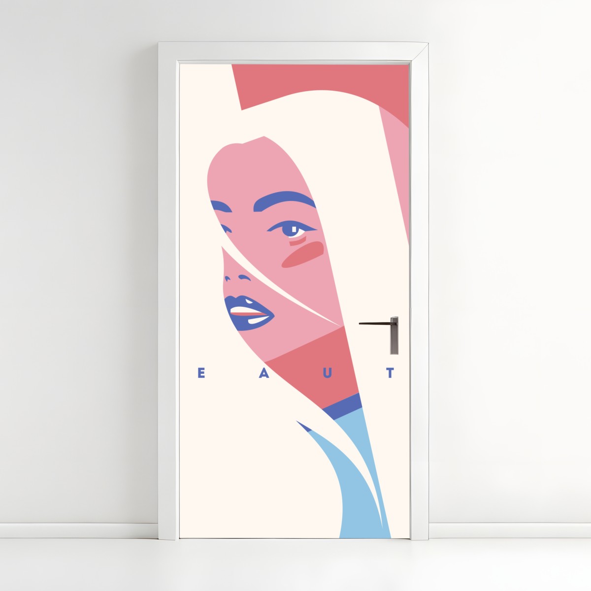 Türaufkleber pastell pop-art porträt der schönheit – Wallnifity®