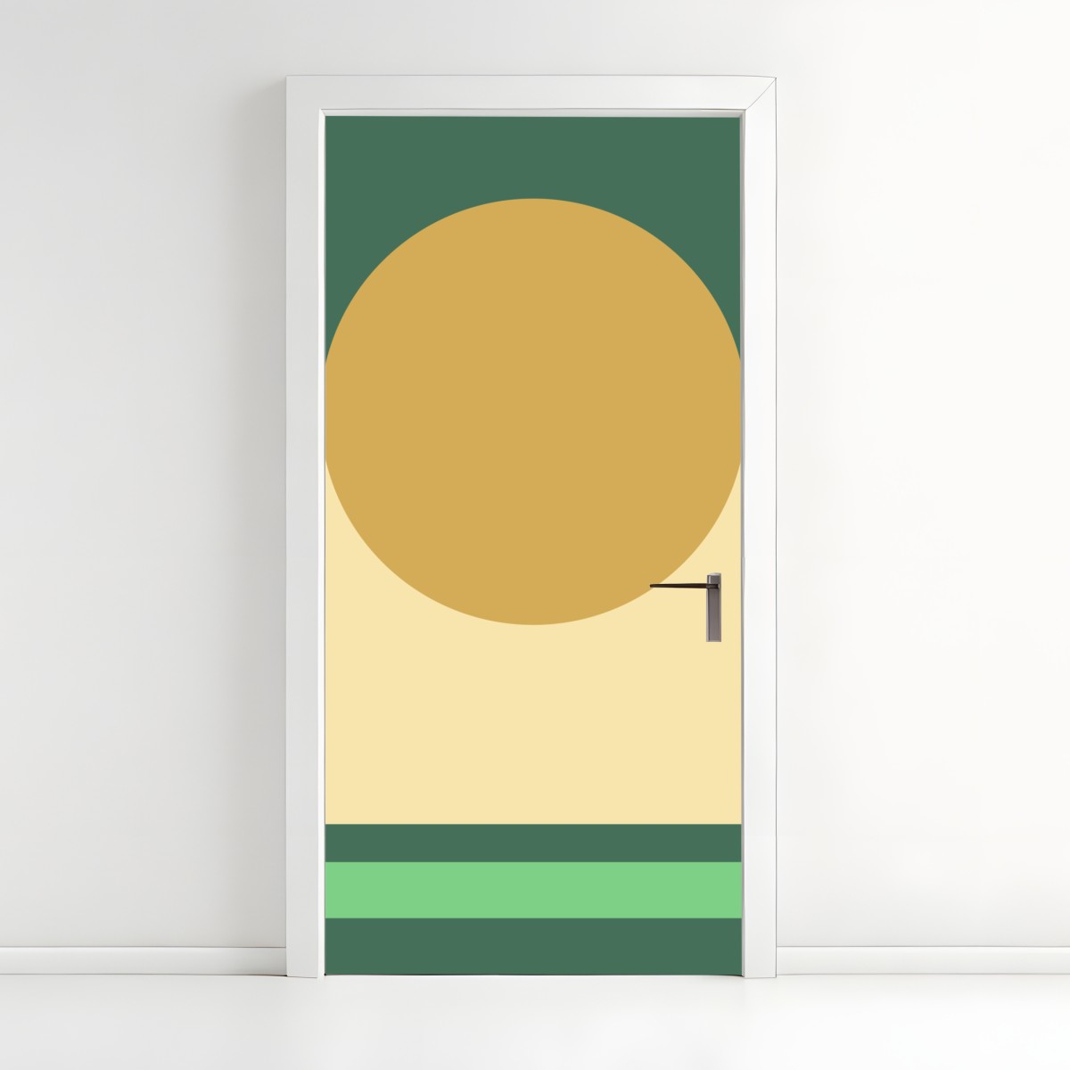 Türaufkleber goldene sonne über geometrischem block – Wallnifity®