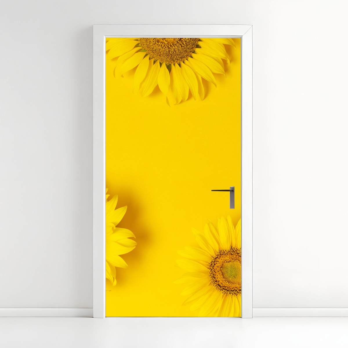 Türaufkleber drei sonnenblumen auf gelbem hintergrund – Wallnifity®