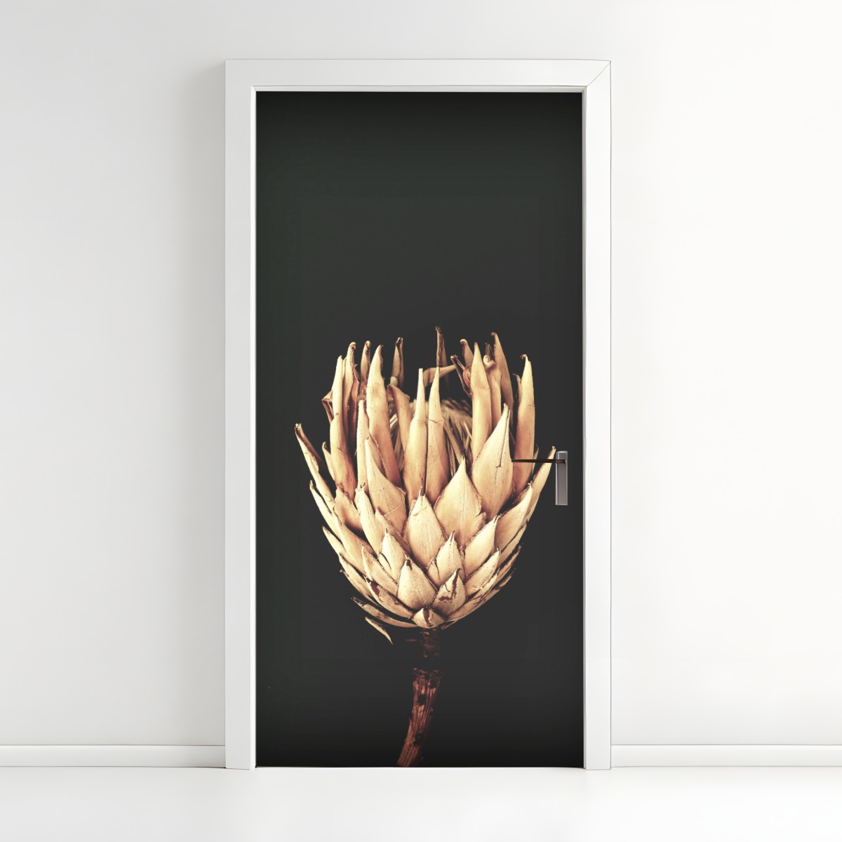 Türaufkleber getrocknete protea in sepia – Wallnifity®