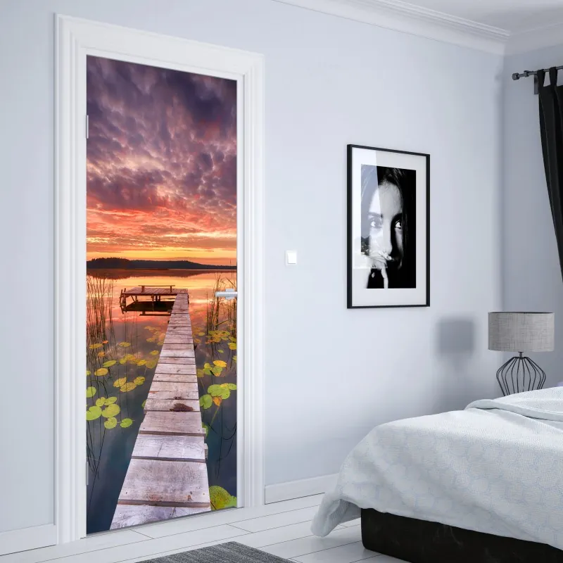 Türaufkleber lebhaftes aquarell blumenmuster – Wallnifity®