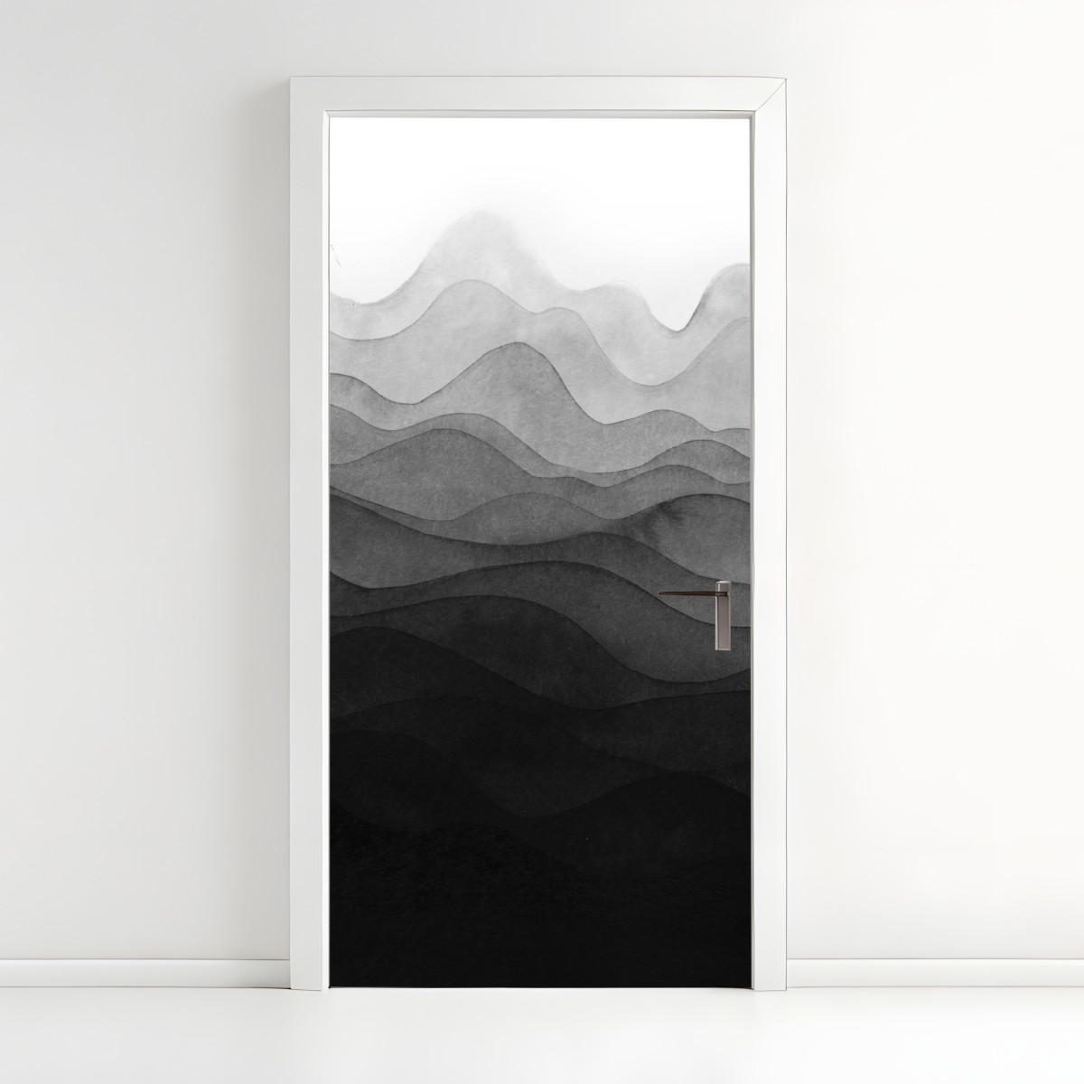 Türaufkleber monochrome geschichtete berge – Wallnifity®