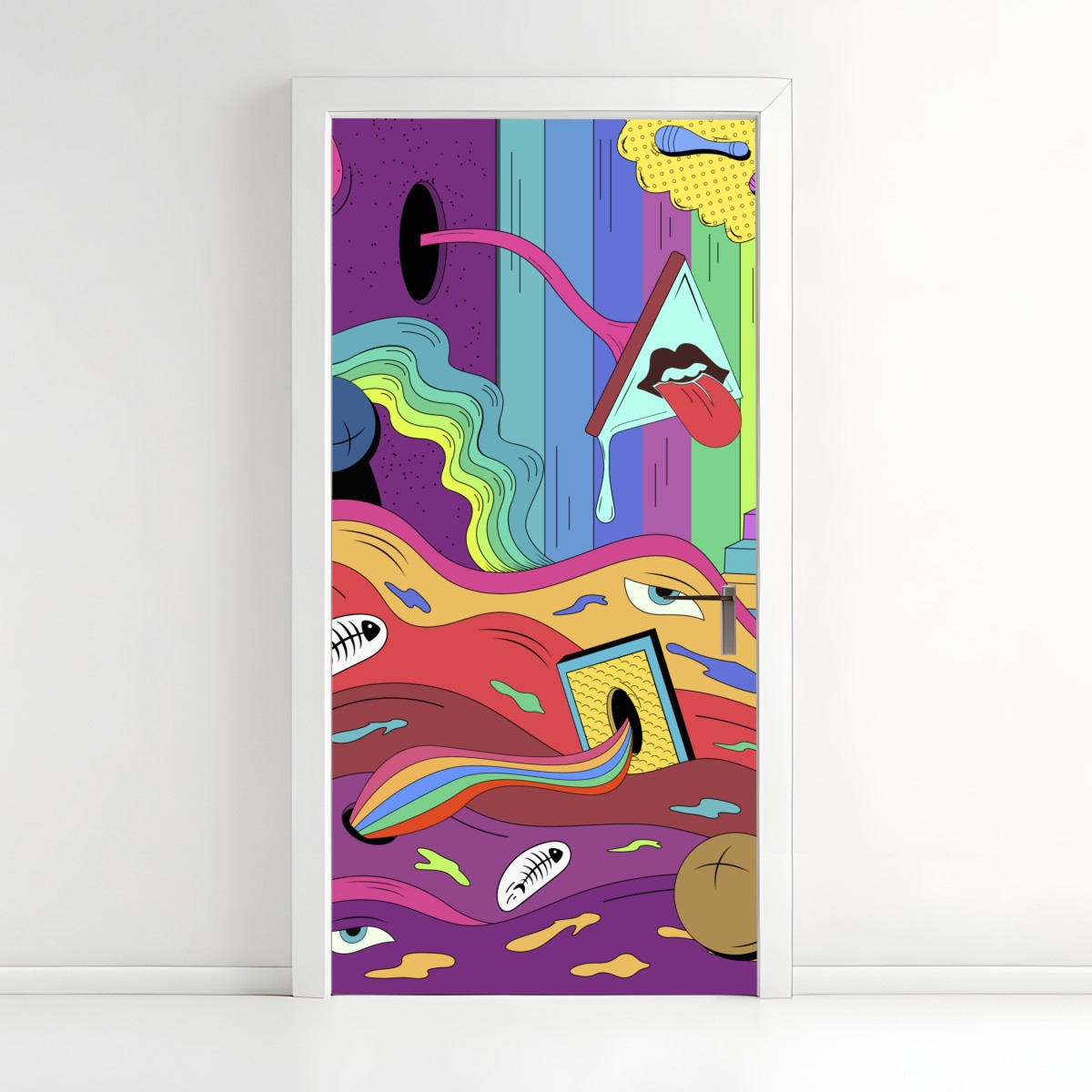 Türaufkleber psychedelische pop-art traumlandschaft – Wallnifity®