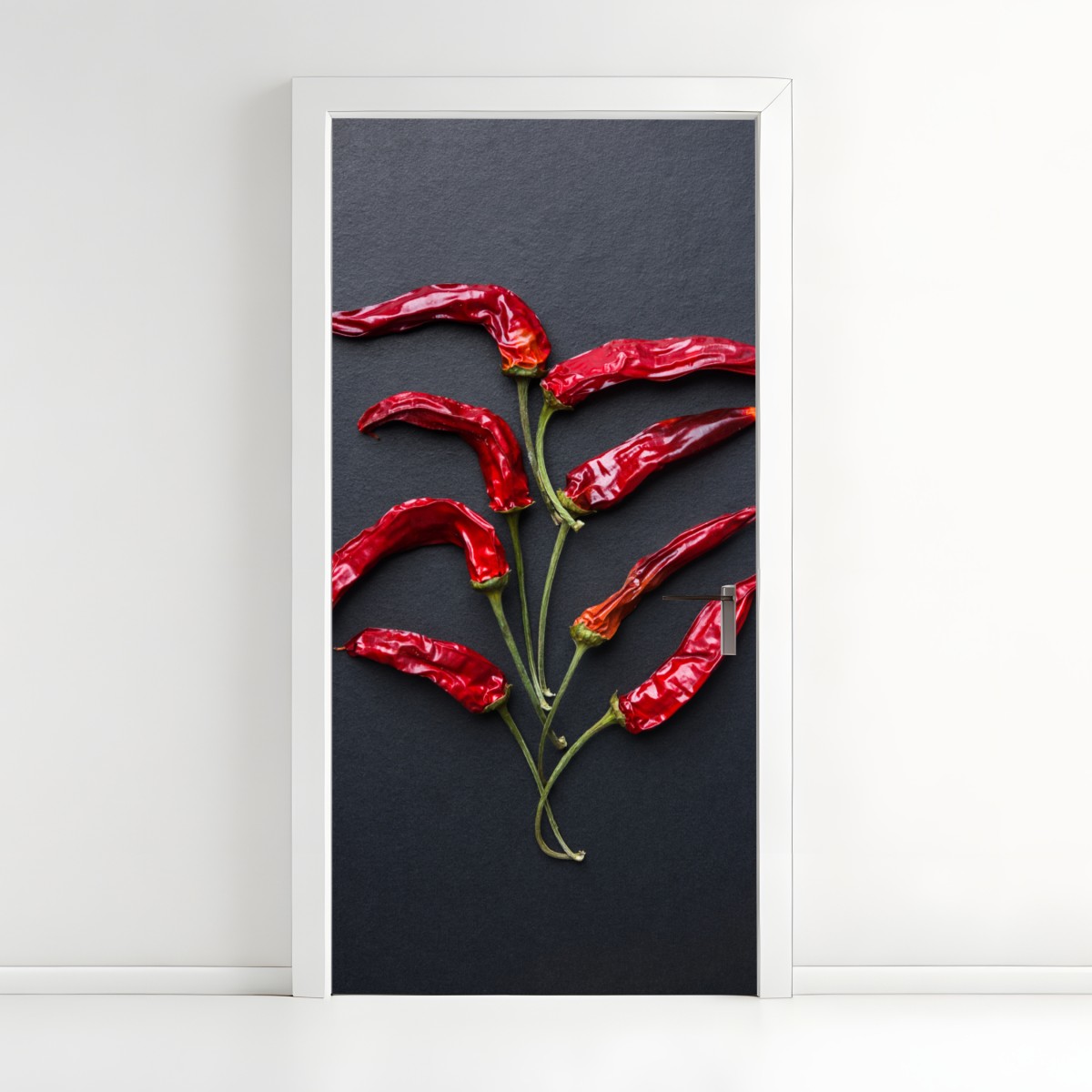 Türaufkleber kulinarische grafik mit roten chilischoten – Wallnifity®